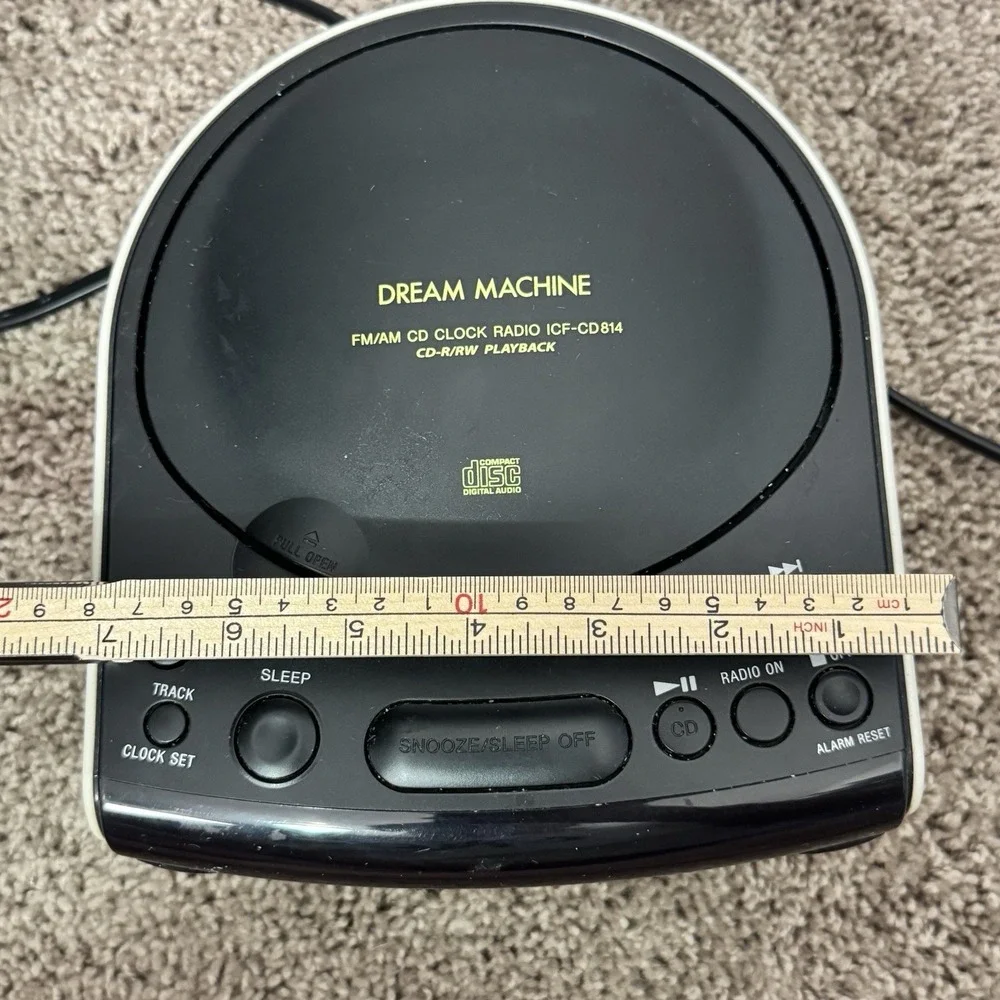 Sony Dream Machine ICF-CD814 FM AM CD Clock Radio Alarm Clock Black Silver Works